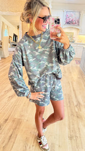 Camo Pearl Detail Short Set