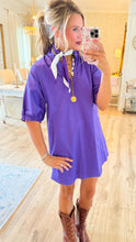 Purple Collared Drop Shoulder Mini Dress