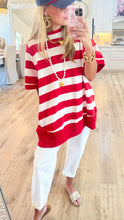 Red and White Stripe Short Sleeve Tunic