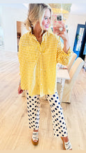 Gold Gingham Button Down Top
