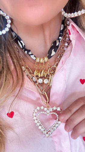 RESTOCK Jeweled Two Heart Necklace