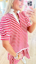 Red Striped Collard Dress