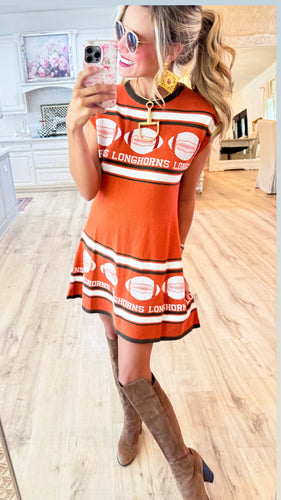Queen of Sparkle Texas Vintage Football Stripes Sweater Dress