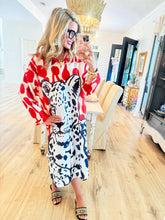 Red Polka Dot Leopard Button Up Dress