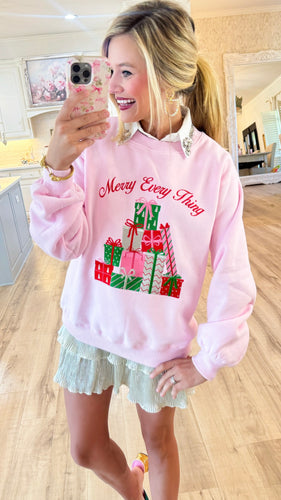 Merry Every Thing Pink Sweatshirt