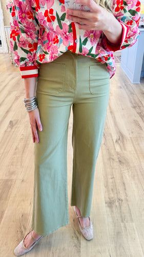 Olive High Waisted Wide Leg Pant