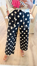 Black and Off White Polka Dot Scallop Hem Pants