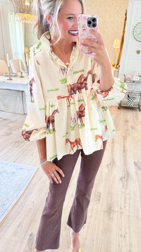 Beige Horse Blouse