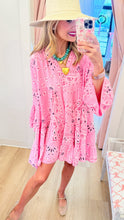 Pink Paisley Embroidered Mini Dress