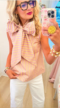 Lavender and Yellow Stripe Bow Top