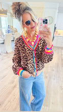 Leopard Contrast Stripe Cardigan