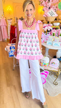 Pink Floral Print Ruffle Hem Top