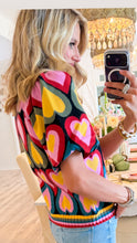 Multi Color Heart Bubble Sleeve Sweater