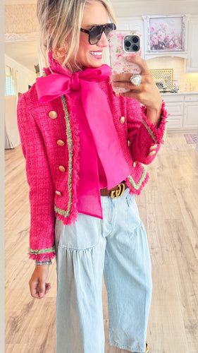 Pink and Green Tweed Blazer