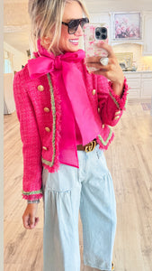 Pink and Green Tweed Blazer