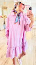 Dusty Pink Striped Bubble Hem Dress