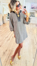 Brown Houndstooth Balloon Sleeve Dress