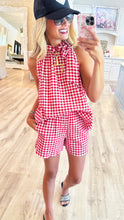 Red Gingham Sleeveless Short Set