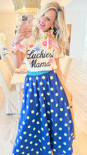 Queen of Sparkle Polka Dot Colorblock Midi Skirt