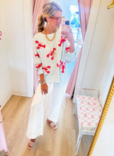 Light Blue and Red Lobster Sequin Top