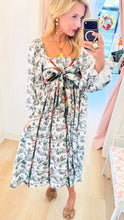 Hunter Green Christmas Toile Midi Dress