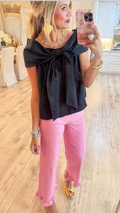 Rose Straight Leg Ruffle Hem Pants