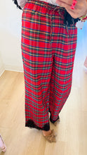 Red Plaid Lace Hem Pants