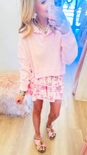 Pink V-Neck French Terry Sweatshirt