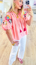 Pink Embroidered THML Sleeve Top