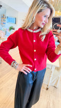Red Stone Knit Cardigan