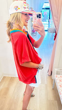 Deal of The Day Red Mineral Washed Crochet Collar Top