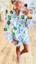 Light Pink and Blue Stripe Ginger Jar PJ Short Set