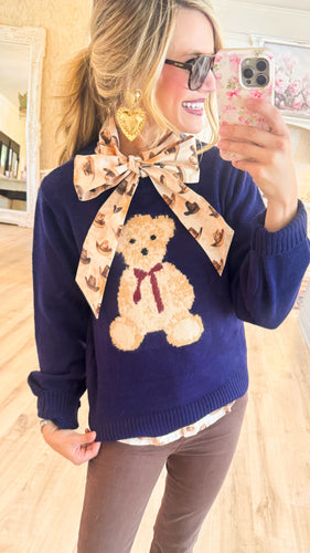 Navy Bear Knit Sweater
