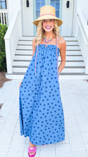Dusty Blue Polka Dot Maxi Dress