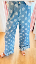Polka Dot Denim Wide Leg Jeans
