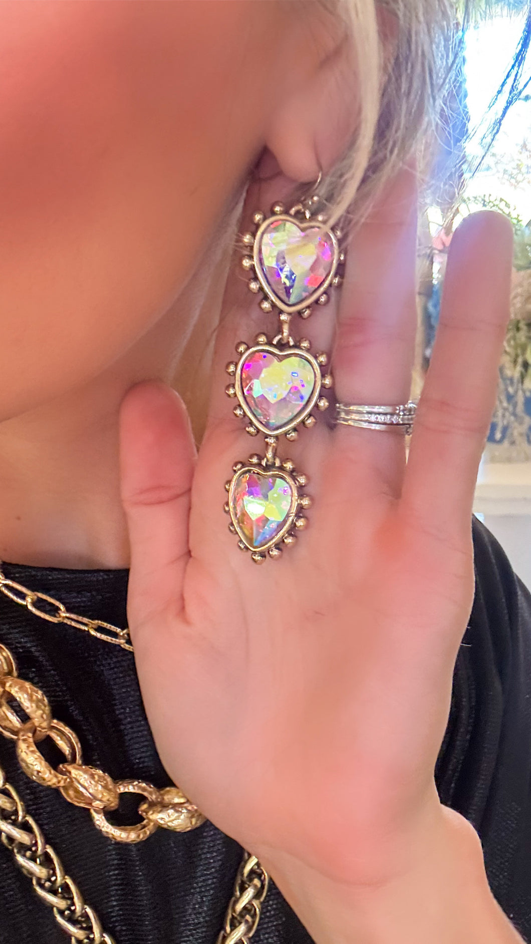 Iridescent Heart Earrings