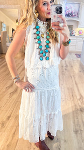White Eyelet Detail Blouse