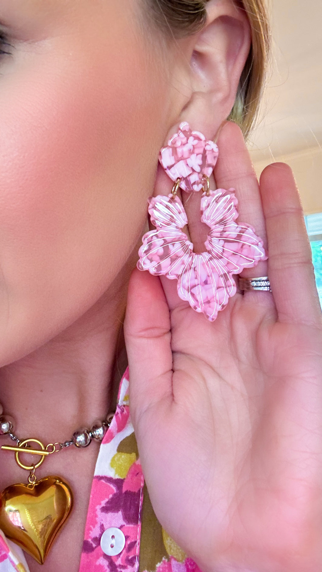Pink Michelle Statement Earrings