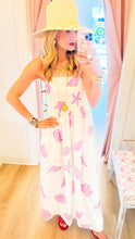 Ivory and Pink Shell Printed Smocked Dress
