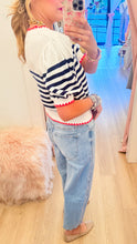 Navy Stripe and Red Contrast Sweater
