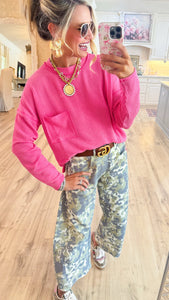 Sage Camo Barrel Jeans