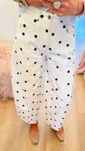 White and Navy Polka Dot Barrel Jeans