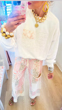 White Dainty Floral American Flag Sweatshirt