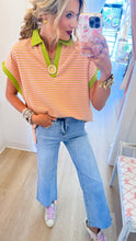 Green and Pink Collared Top