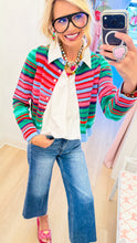 RESTOCK Green and Pink Multi Stripe Cardigan