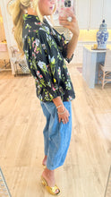 Black Botanical Print Blouse