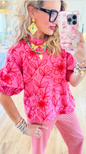 Ivy Jane Pink and Red Floral Vine Top