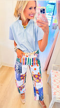 Sky Blue Stand Collar Short Sleeve Top