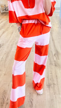 Tomato Red Colorblock Stripe Wide Leg Pants