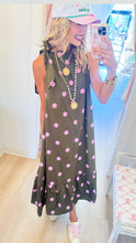 Olive and Pink Polka Dot Maxi Dress